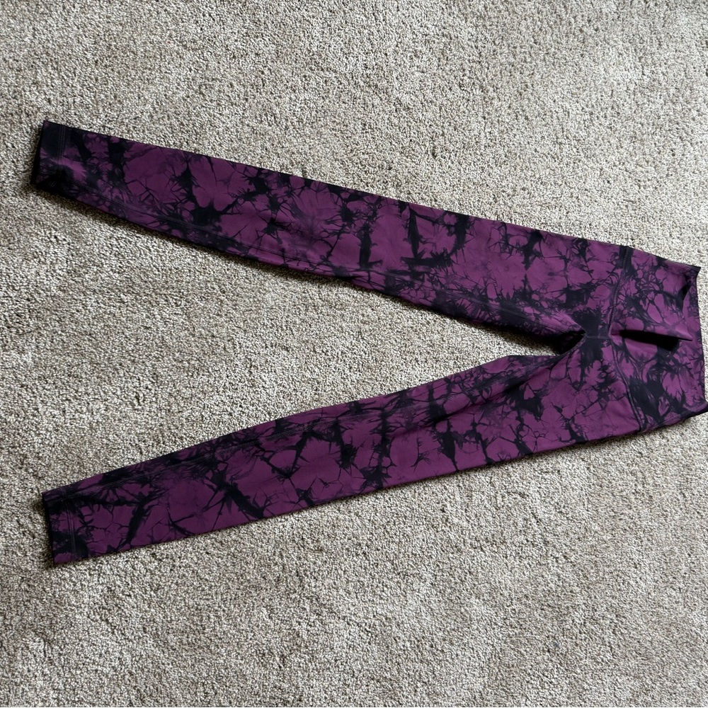 Lululemon Purple and Black Tie-Dye Leggings
